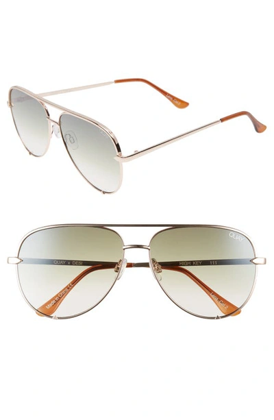 Quay X Desi Perkins High Key 62mm Aviator Sunglasses - Rose/ Green