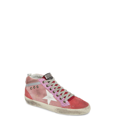 Golden Goose Mid-top Star Glitter Sneakers, Pink/white