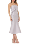 KAY UNGER STRAPLESS SATIN TEA LENGTH DRESS,K111650