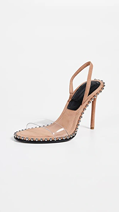 Alexander Wang Nova Studded Pvc & Suede Slingback Sandals In Neutrals