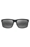 Maui Jim Pokowai Arch 58mm Polarized Sunglasses In Black Matte/ Neutral Grey