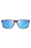 Maui Jim Pokowai Arch 58mm Polarized Rectangular Sunglasses In Translucent Matte Grey/ Blue