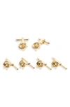 David Donahue Men's 6-piece Gold-plated Knot Stud Cufflinks Set In Gold