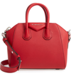 GIVENCHY 'MINI ANTIGONA' SUGAR LEATHER SATCHEL - RED,BB05114012