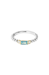 Lagos 18k Gold & Sterling Silver Blue Topaz & Diamond Stacking Ring In Blue/silver
