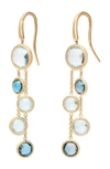 MARCO BICEGO JAIPUR 18K YELLOW GOLD MIXED BLUE TOPAZ TWO-STRAND EARRINGS,OB1290 MIX725 Y