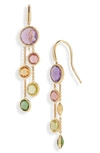 Marco Bicego Jaipur 18k Yellow Gold Mixed Blue Topaz Two-strand Earrings In Multi/gold