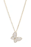 Roberto Coin Princess Treasures 0.25 Tcw Diamond, 18k Yellow Gold And 18k White Gold Butterfly Pendant Necklace In Yellow Gold