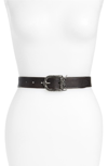 SAINT LAURENT CELTIC MONOGRAM LEATHER BELT,5337220HY0D