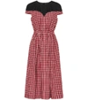 FENDI CHECKED COTTON MIDI DRESS,P00332390