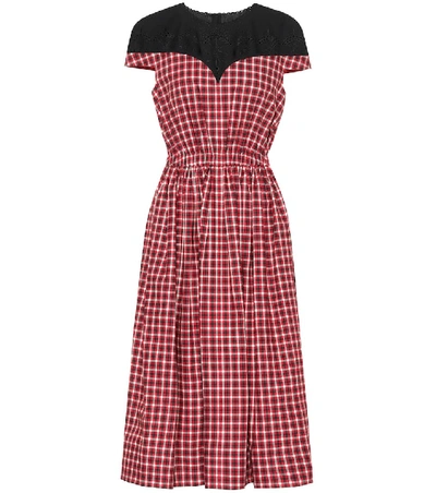 Fendi Checked Cotton Midi Dress In Jelly