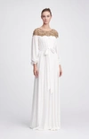 MARCHESA BILLOWING SLEEVE GEORGETTE CAFTAN GOWN,MC19RK4705-3