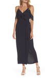 BARDOT ENZO COLD SHOULDER FAUX WRAP DRESS,50720DB