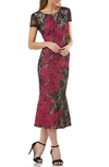 JS COLLECTIONS SOUTACHE EMBROIDERED LACE MIDI DRESS,866609