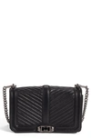 Rebecca Minkoff Love Chevron Quilted Leather Crossbody Bag In Black