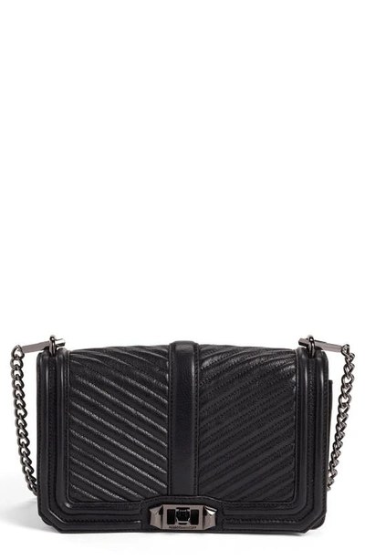 Rebecca Minkoff Love Chevron Quilted Leather Crossbody Bag In Black