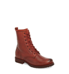Frye Women's Veronica Round Toe Leather Combat Booties In Red Clay Leather