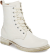 Frye Women's Veronica Round Toe Leather Combat Booties In White Leather