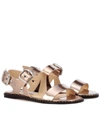 JIMMY CHOO ASTRID FLAT METALLIC LEATHER SANDALS,P00328626