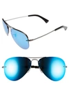 Ray Ban Highstreet 59mm Semi Rimless Aviator Sunglasses In Blue/ Green Mirror
