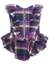 Natasha Zinko Zip Front Check Corset Top In Pink