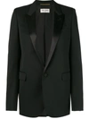 Saint Laurent Wool Gabardine One Button Blazer In Black