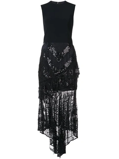 Christian Siriano Sequin Lace Asymmetric Dress - 黑色 In Black