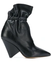 Isabel Marant Lileas Ruched Leather Ankle Boots In Black