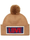 FENDI LOVE SLOGAN BEANIE HAT