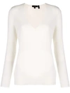 Theory Adrianna Cashmere V-neck Sweater In White