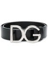 Dolce & Gabbana Dg Logo Buckle Leather Belt In Black