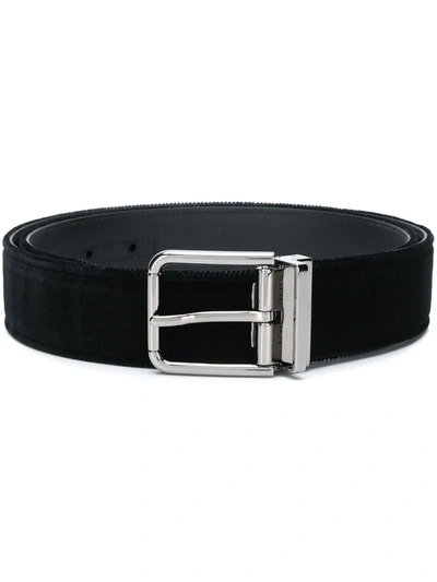 Dolce & Gabbana Velvet Leather Belt In Black