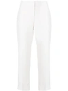 Alexander Mcqueen Leaf Crepe Cigarette Trousers In White