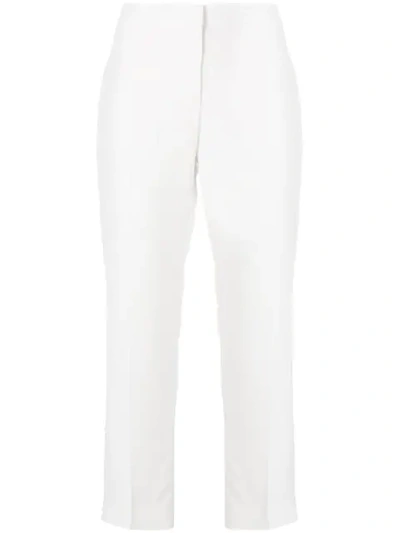 Alexander Mcqueen Leaf Crepe Cigarette Trousers In White