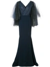 CHRISTIAN SIRIANO CHRISTIAN SIRIANO EMBELLISHED TULLE SLEEVE GOWN - 黑色