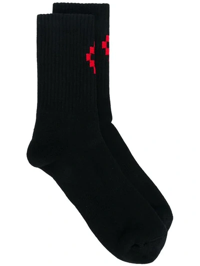 Marcelo Burlon County Of Milan Logo Cotton-blend Socks In Black