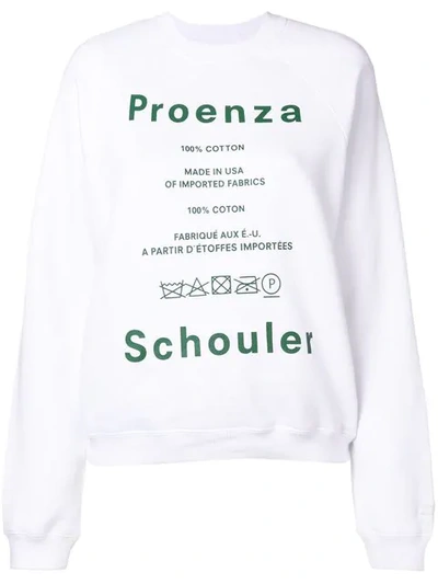 Proenza Schouler 洗涤标识印花全棉套头衫 - 白色 In White