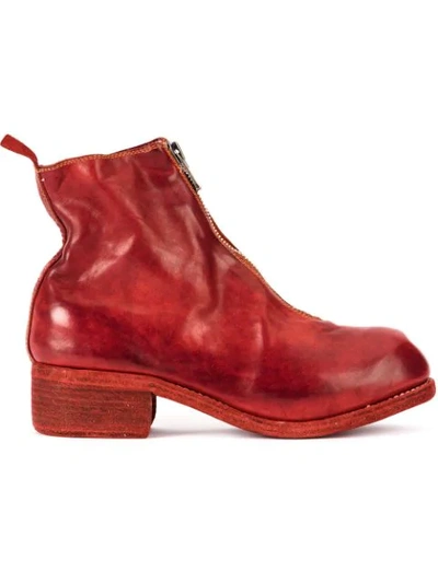 Guidi Zip Front Ankle Boots In Red