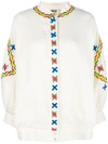 ALL THINGS MOCHI ALL THINGS MOCHI EMBROIDERED DETAILS OVERSIZED JACKET - WHITE
