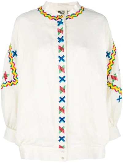 All Things Mochi Embroidered Details Oversized Jacket - White