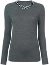 JASON WU JASON WU COLLECTION EMBELLISHED ROUND NECK TOP - GREY