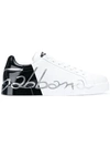 Dolce & Gabbana Dolce And Gabbana White Patent Trim Portofino Sneakers In Black