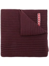 PRADA PRADA RIBBED LOGO SCARF - PINK