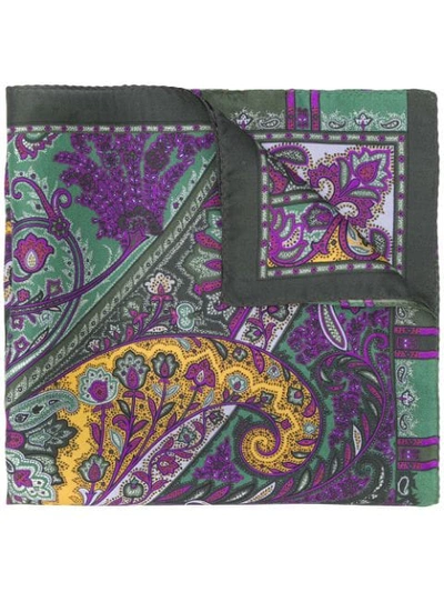 Etro Paisley Print Scarf In Green