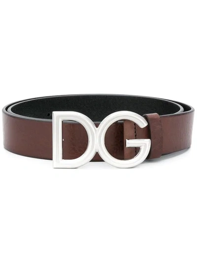 Dolce & Gabbana Logo Buckle Belt In 8s087 Moro/palladio