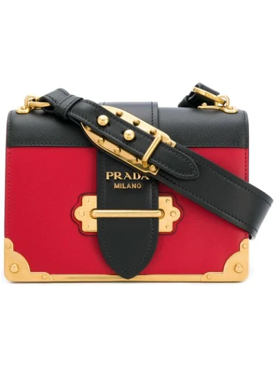 Prada Cahier Leather Shoulder Bag In Red
