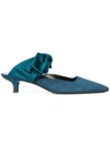 The Row Coco Bow-embellished Velvet Mules In Blue