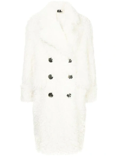Julia Davidian Fluffy Double Breasted Coat In White