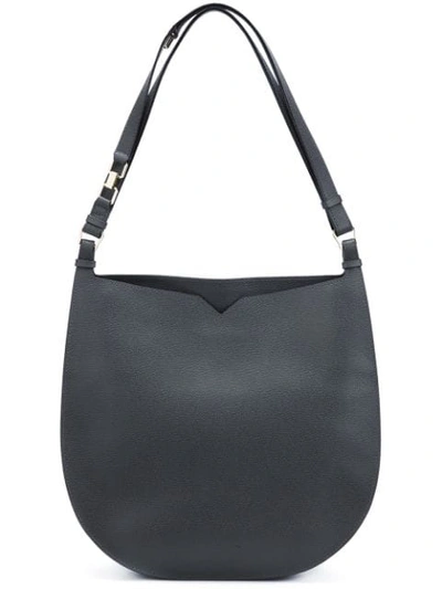 Valextra Weekend Leather Shoulder Bag In Black