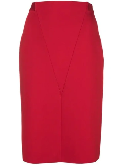 Givenchy V Front Pencil Skirt In Red
